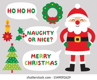 Santa Claus, Christmas speech bubbles and decoration set