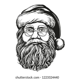 Santa Claus, Christmas symbol hand drawn vector illustration sketch.