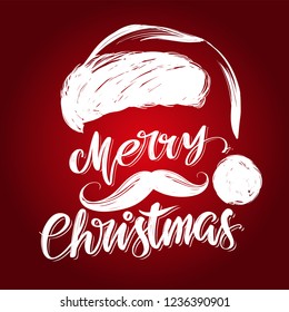 Santa Claus, Christmas symbol hand drawn vector illustration sketch, calligraphic text