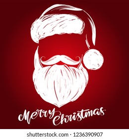 Santa Claus, Christmas symbol hand drawn vector illustration sketch, calligraphic text