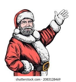 Santa Claus, Christmas symbol hand drawn vector illustration sketch.