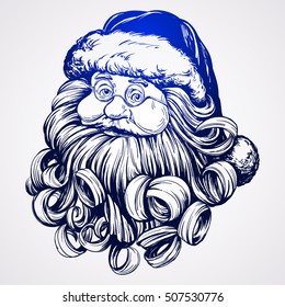 Santa Claus, Christmas symbol  hand drawn vector llustration sketch, Santa Claus icon. Santa  silhouette isolated on white background. 