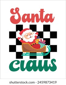 Santa Claus Christmas t shirt design.	