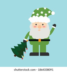 Santa Claus con un árbol de navidad