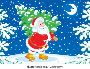 Santa Claus with a Christmas tree