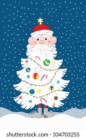 Santa Claus with Christmas tree