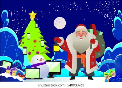 Santa Claus and Christmas tree