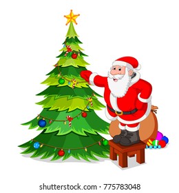 santa claus with christmas tree
