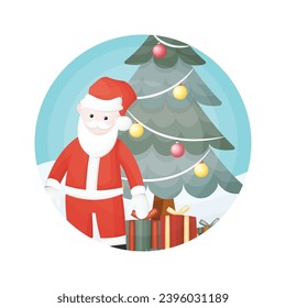Santa Claus with a Christmas Tree Background