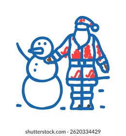 santa claus christmas tree doodle icon sketch vector. santa claus christmas tree sign. isolated symbol illustration