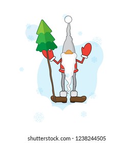 Santa Claus with a Christmas tree icons.Flat design. Vector illustration