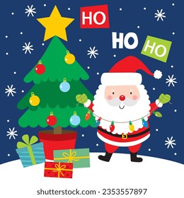 Santa Claus with Christmas Tree image cartoon
