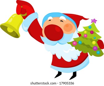 Santa Claus with Christmas tree and jingle bell   - for additional works of this kind, CLICK ON MY NICKNAME BELOW TO VISIT MY GALLERY