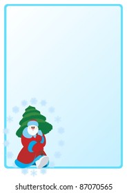 Santa Claus is a Christmas tree surrounded by snowflakes