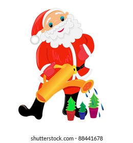 santa claus with christmas tree vector illustration.isolated character