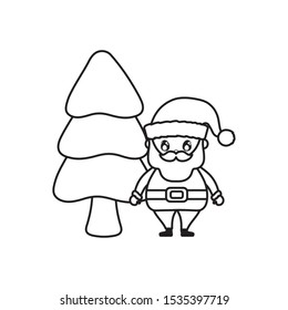 santa claus with christmas trees on white background vector illustration design
