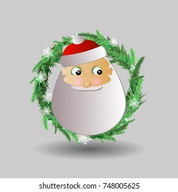 Santa Claus and Christmas wreath. the head of Santa Claus. illustration for your design