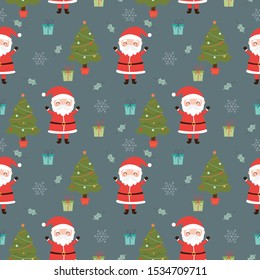 santa claus and Christmass elements seamless pattern