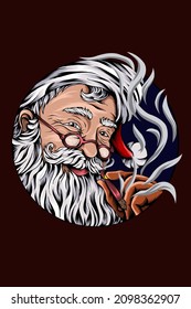 Santa claus with cigarette vector illustration