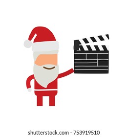 Santa Claus with a clapper board, vector illustration design. Christmas collection.