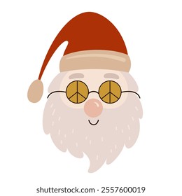 Santa Claus clipart. Santa face clipart. Cute Christmas character. Hand draw vector illustration in flat style