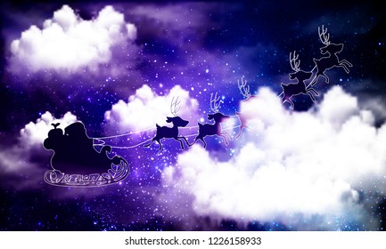 Santa Claus in the clouds of a bright galaxy
