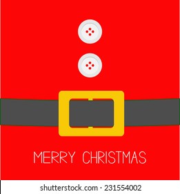 Santa Claus Coat with fur, buttons and belt. Merry Christmas background card Flat design Vector illustration