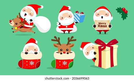 Santa Claus Collection B. Cute characters in different poses that can be used for Christmas