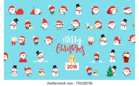 Santa Claus, Collection Christmas Characters In Flat Style.