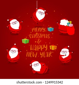 Santa Claus collection of Christmas and Happy New Year concept. Character illustration and flat design.