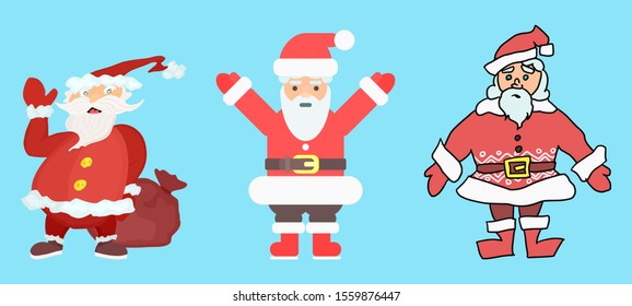 Santa Claus collection in different styles. Stock illustration vector
