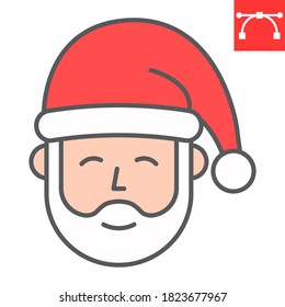 Santa Claus color line icon, merry christmas and xmas, new year sign vector graphics, editable stroke filled outline icon, eps 10