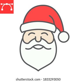 Santa Claus color line icon, merry christmas and xmas, new year sign vector graphics, editable stroke filled outline icon, eps 10