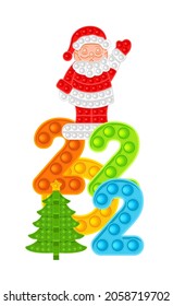 Santa Claus and colored numbers 2022. New Year, anti-stress toy. Vector illustration