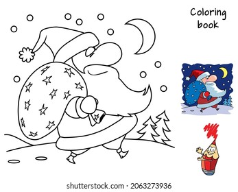 Santa Claus. Coloring book. Cartoon vector illustration