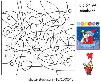 Santa Claus. Coloring book. Educational puzzle game for children. Cartoon vector illustration