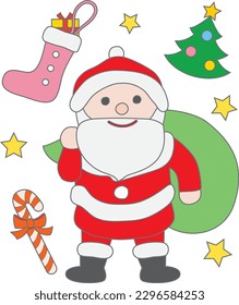 Ilustración vectorial del libro de coloreado de Santa Claus. Libro de colorear para niños.