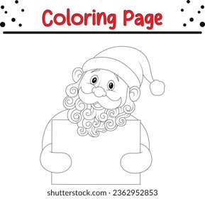 Santa Claus Coloring page for kids. Happy Christmas coloring book.