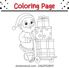 Santa Claus Coloring page for kids. Happy Christmas coloring book.