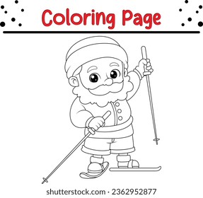 Santa Claus Coloring page for kids. Happy Christmas coloring book.