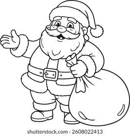 Santa Claus Coloring Page Line Art Coloring Page Silhouette