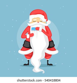 Santa Claus comb his beard