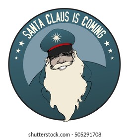 Santa Claus is coming. Bearded man wearing a cap. 