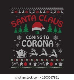 Papá Noel viene al diseño de un vector de corona para camisetas, para la impresión de una taza.