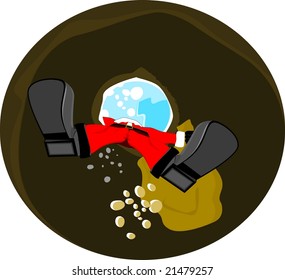 santa claus coming down the chimney vector