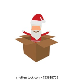 Santa Claus coming out of a box, vector illustration design. Christmas collection.
