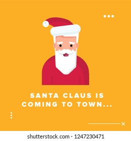 Santa Claus Is Coming To Town Quote with Santa Claus Vector Illustrator 