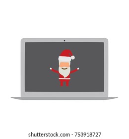 Santa Claus in a computer, vector illustration design. Christmas collection.