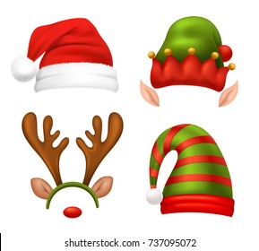  Santa Claus concept icons set with Christmas symbols realistic isolated vector illustration