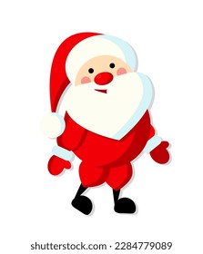 Santa Claus concept. Winter holidays and festivals, New Year and Christmas. Design element for animations. Sticker for social networks and messengers. Cartoon flat vector illustration